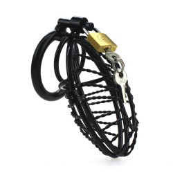 side entrance black twist chastity cage