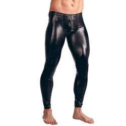 men patent leather front zipper show trousers pants