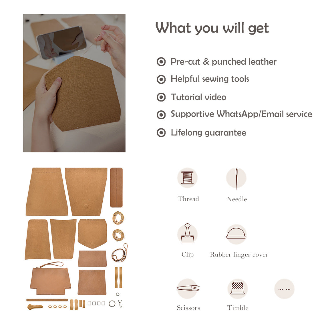 G8activist® Top Grain Leather Women Tote Backpack DIY Kit - Image 3