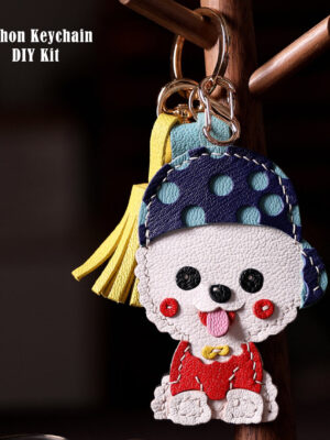 Diggsw® Leather Cute Bichon Keychain DIY Kits