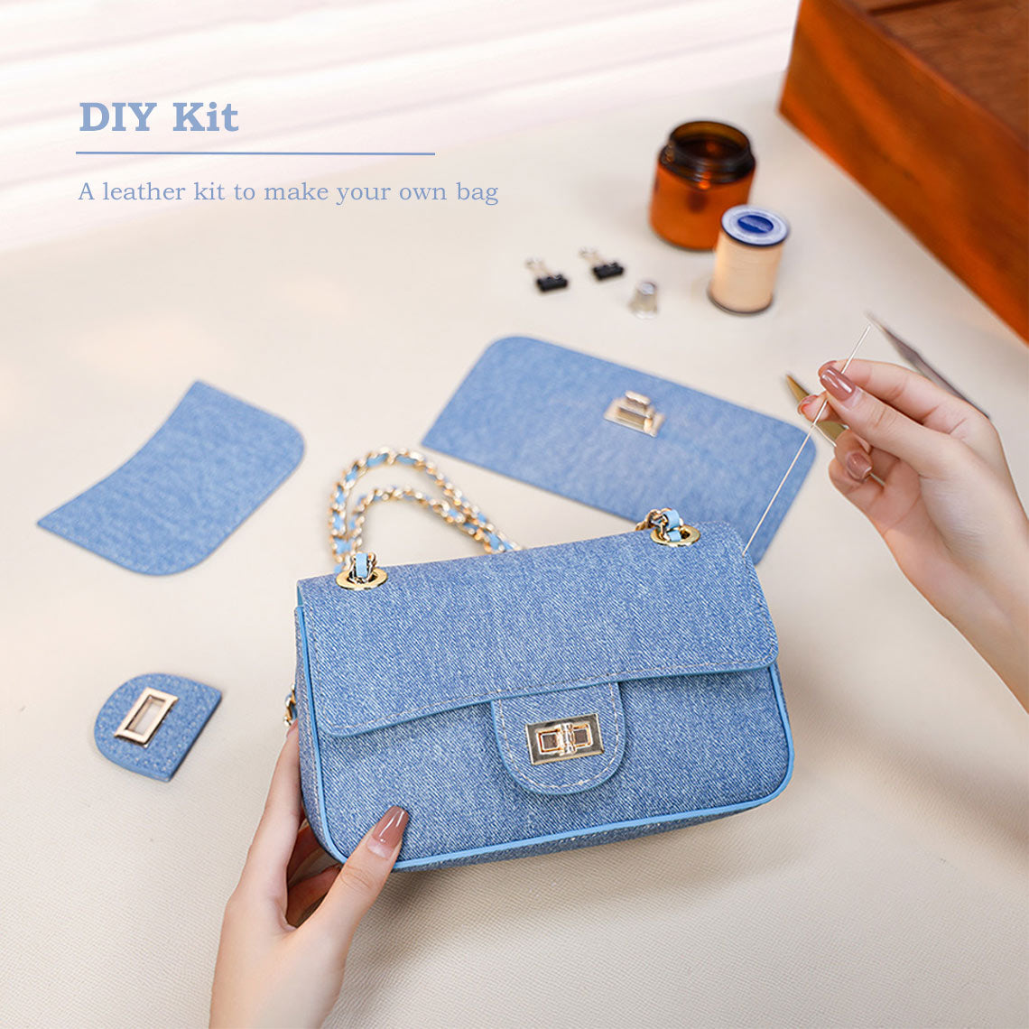 G8activist® Leather Denim Small Chain Bag DIY Kits - Image 2