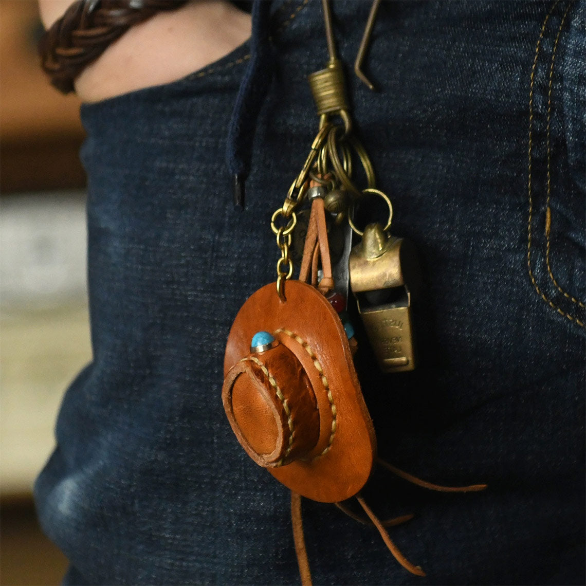 Handmade Leather Cowboy Hat Keychain - Image 3