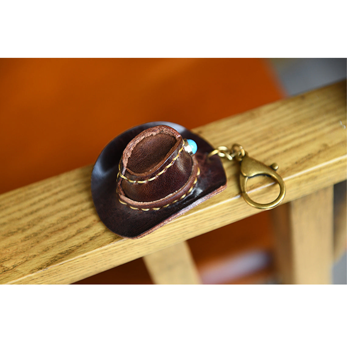 Handmade Leather Cowboy Hat Keychain - Image 10