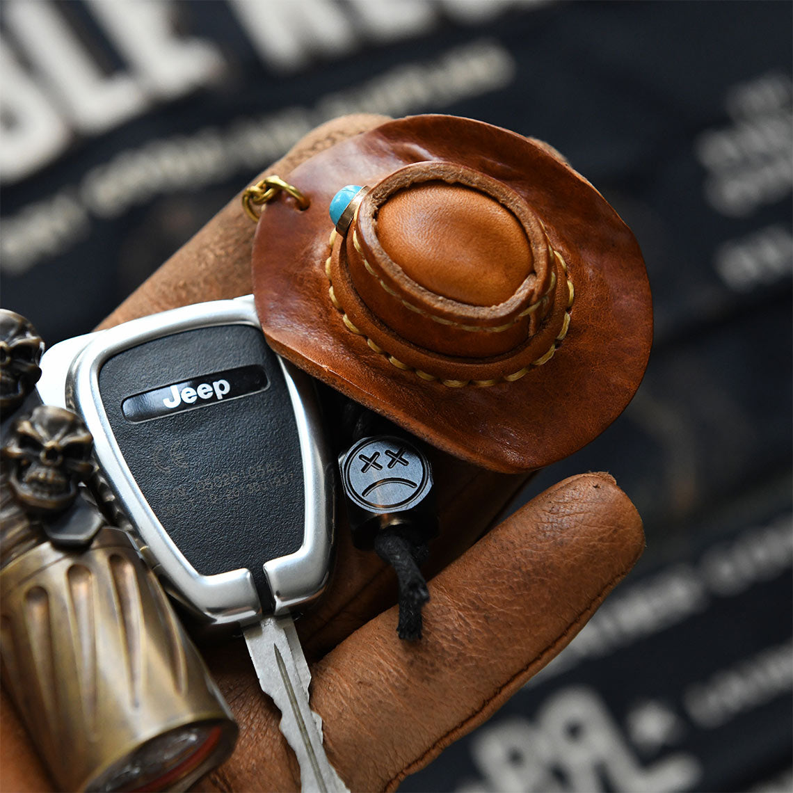 Handmade Leather Cowboy Hat Keychain - Image 9