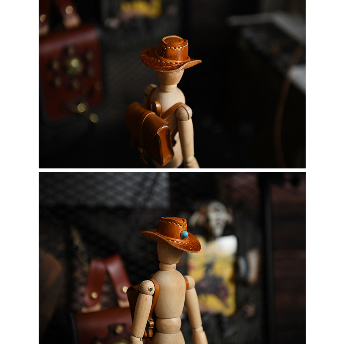 Handmade Leather Cowboy Hat Keychain - Image 5