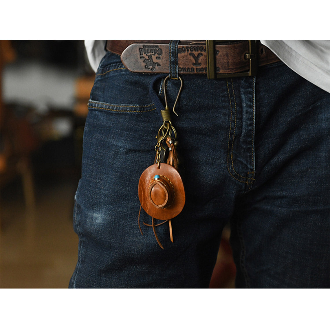 Handmade Leather Cowboy Hat Keychain - Image 12