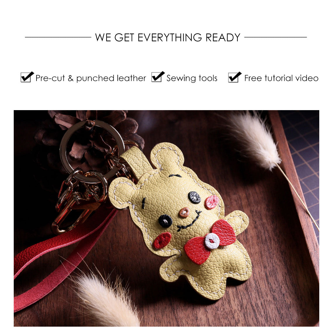 G8activist® Sheep Leather Cute Bear Keychain DIY Kit - Image 4