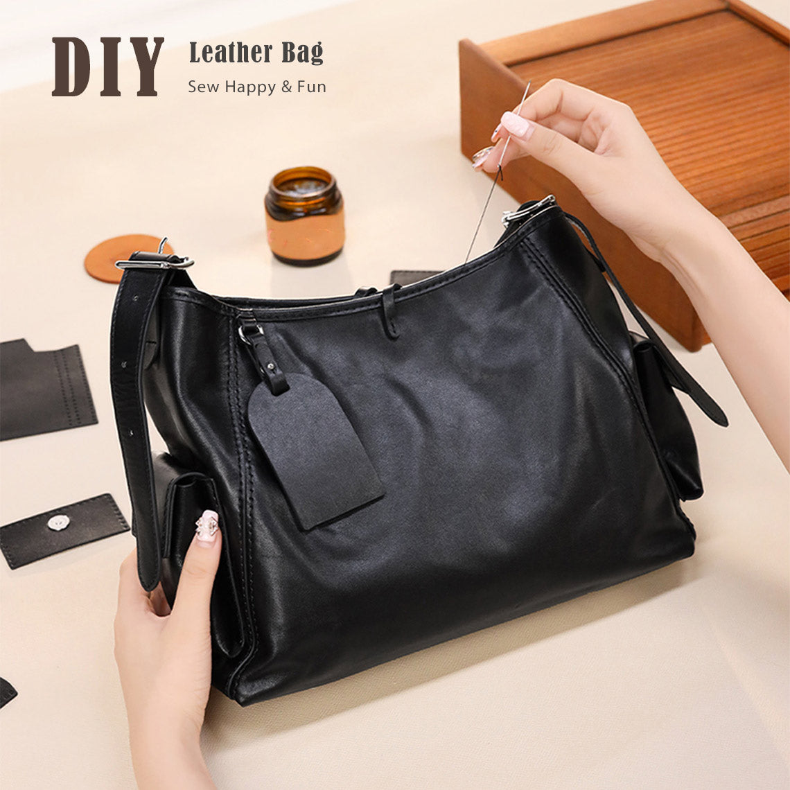 G8activist® Top Grain Leather Inspired Cargo Tote Bag DIY Kit - Image 2