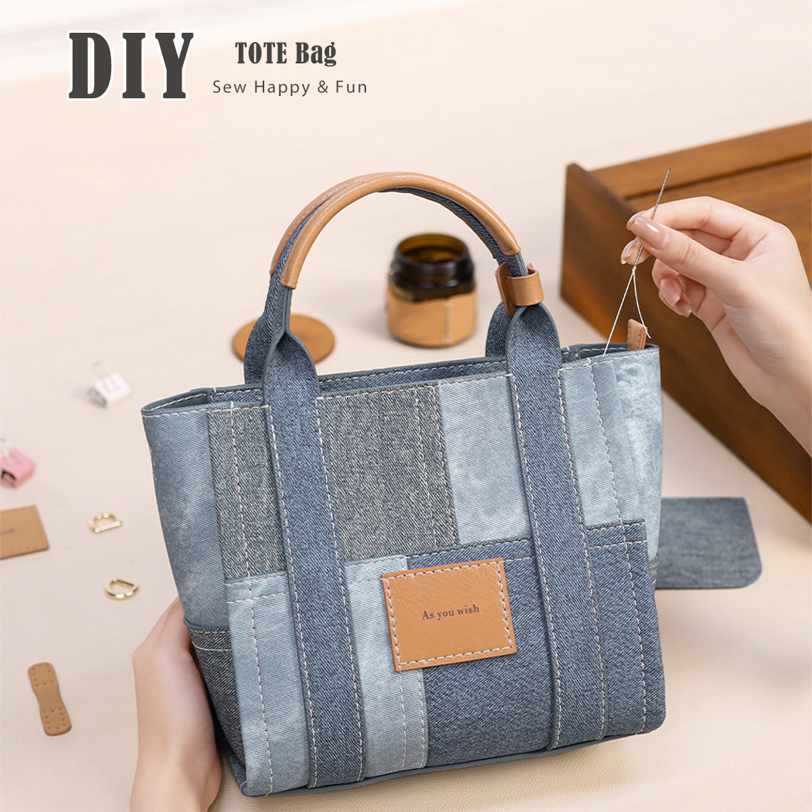 G8activist® Leather Contrast Denim Handbag DIY Kits - Image 2