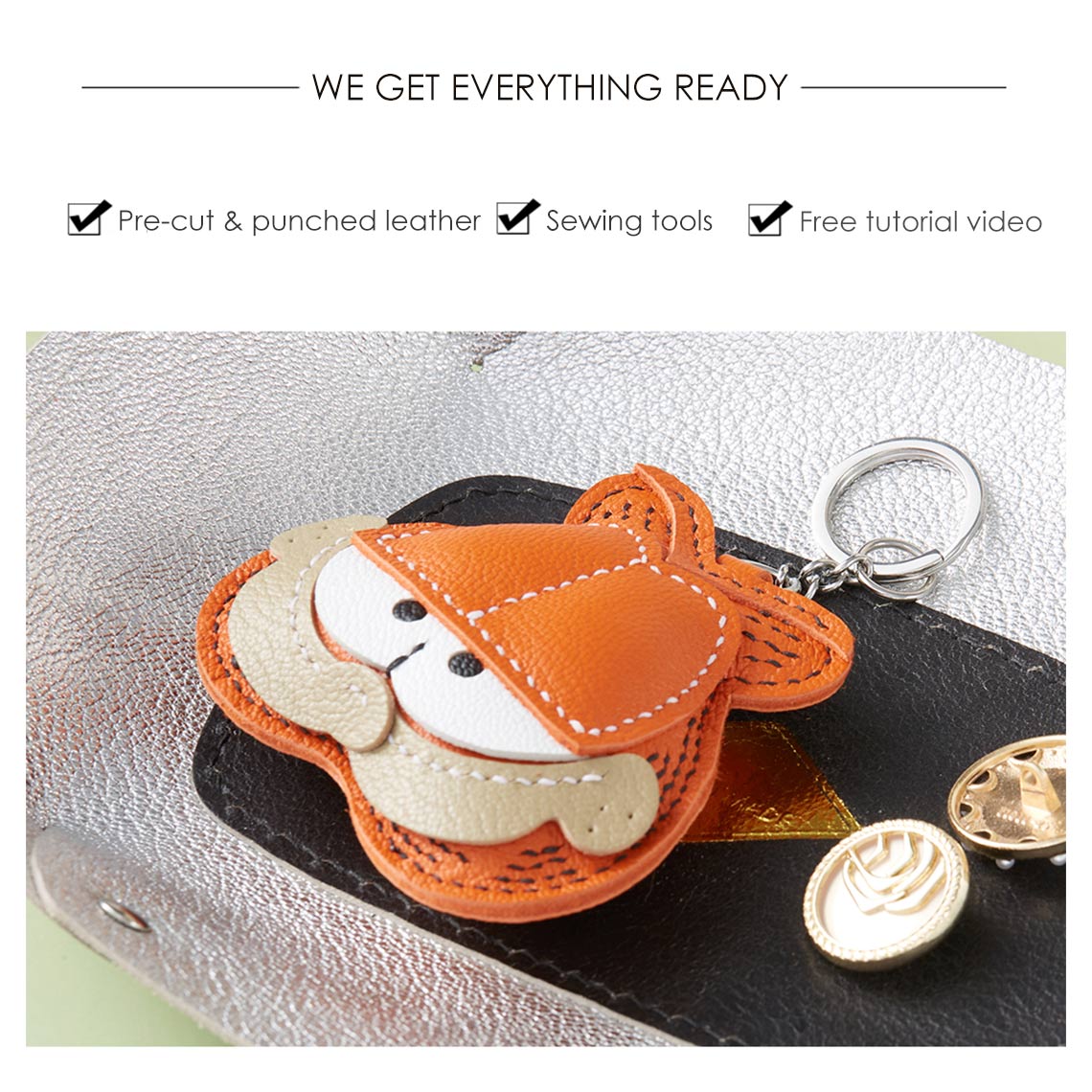 G8activist® Sheep Leather Garfield Cat Keychain DIY Kit - Image 5