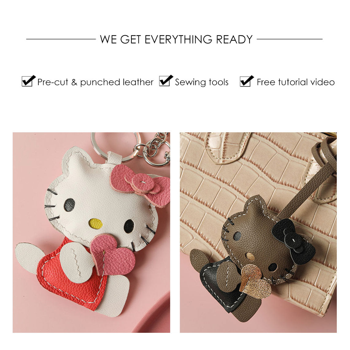G8activist® Sheep Leather Loving Heart Kitty Keychain DIY Kit - Image 7