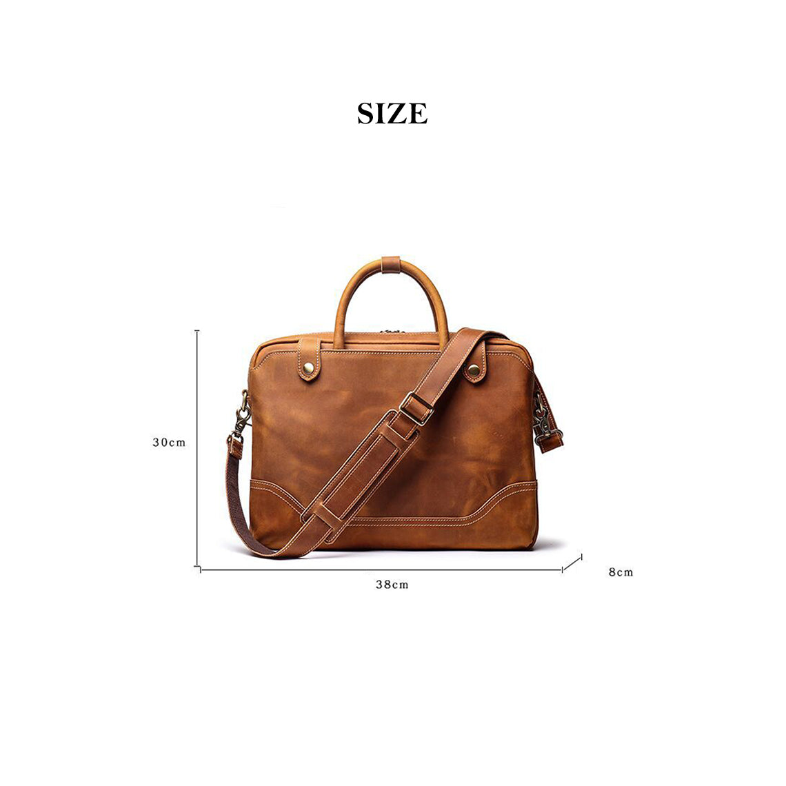 Crazy Horse Leather Men's Briefcase Handbag - Image 4