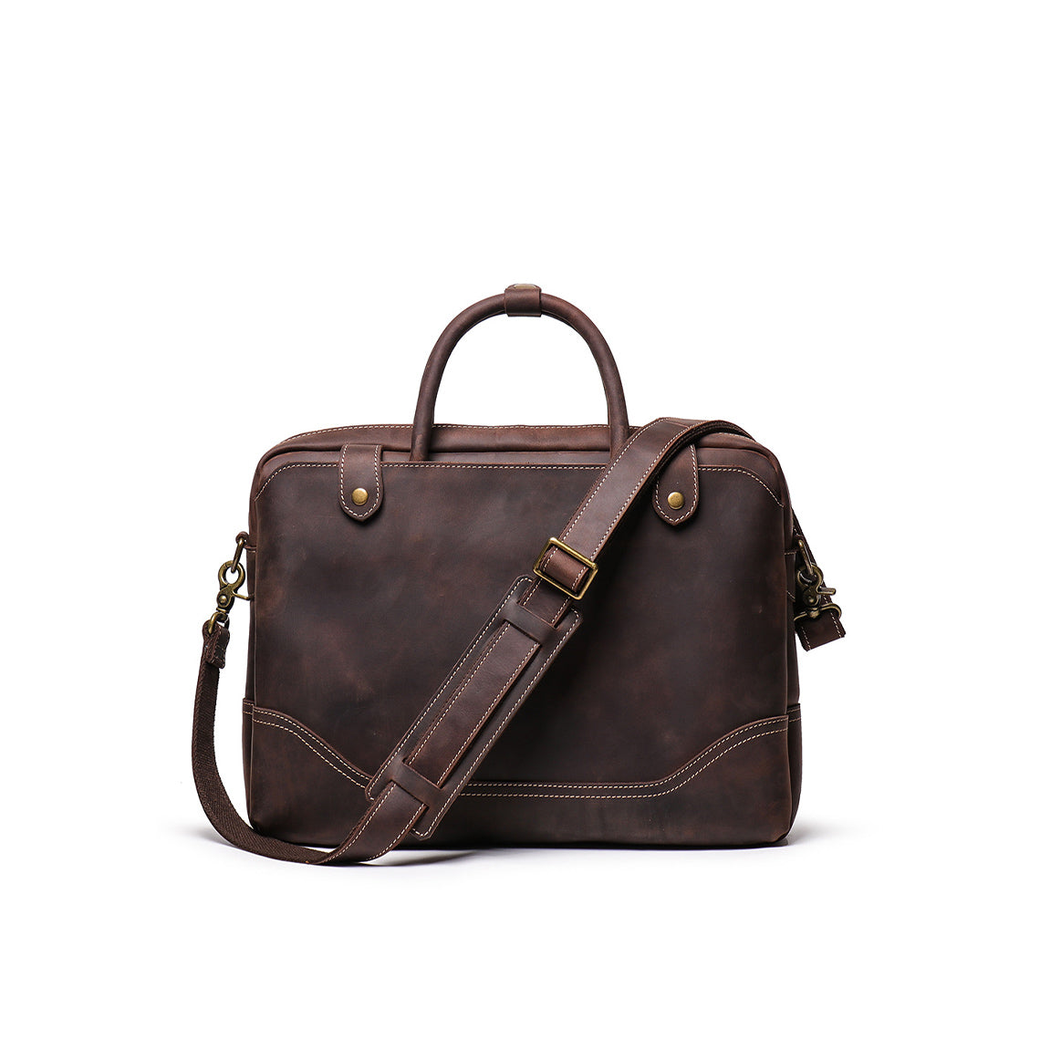 Crazy Horse Leather Men's Briefcase Handbag - Image 7