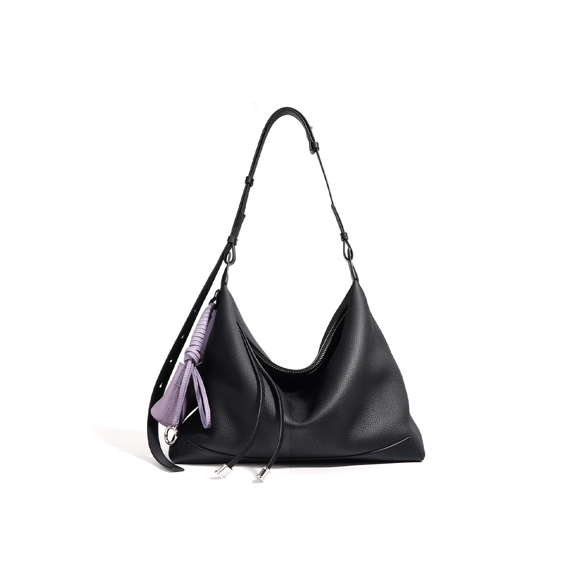 Top Grain Leather Simple Hobo Bag - Image 10