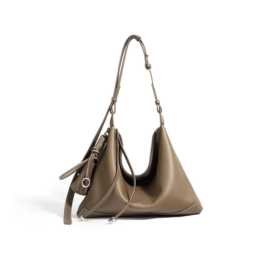 Top Grain Leather Simple Hobo Bag - Image 12