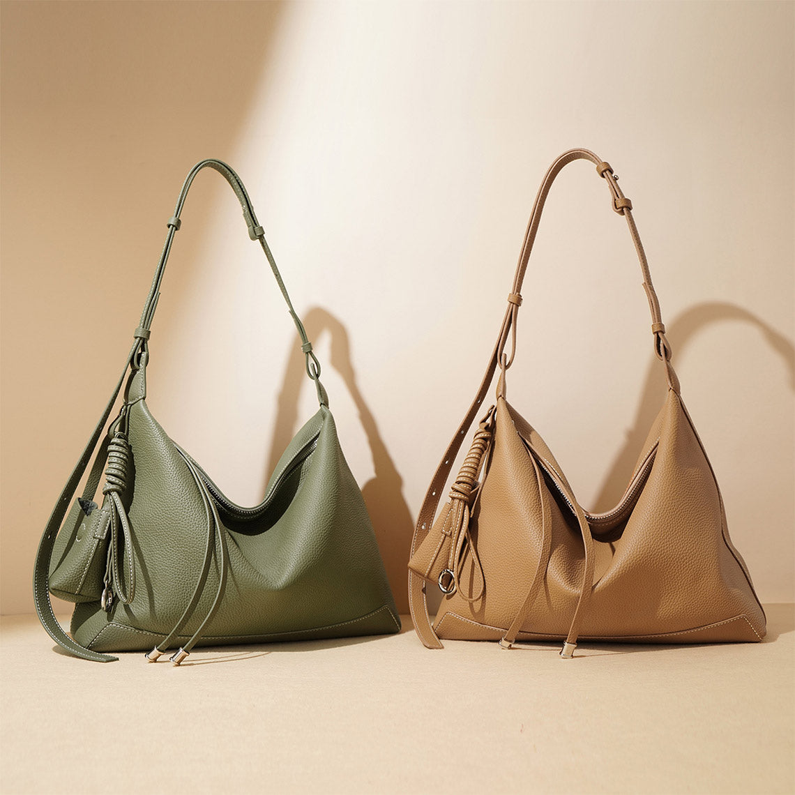 Top Grain Leather Simple Hobo Bag - Image 4