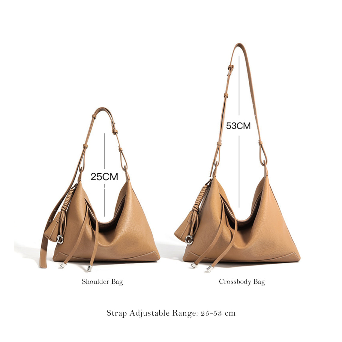 Top Grain Leather Simple Hobo Bag - Image 5