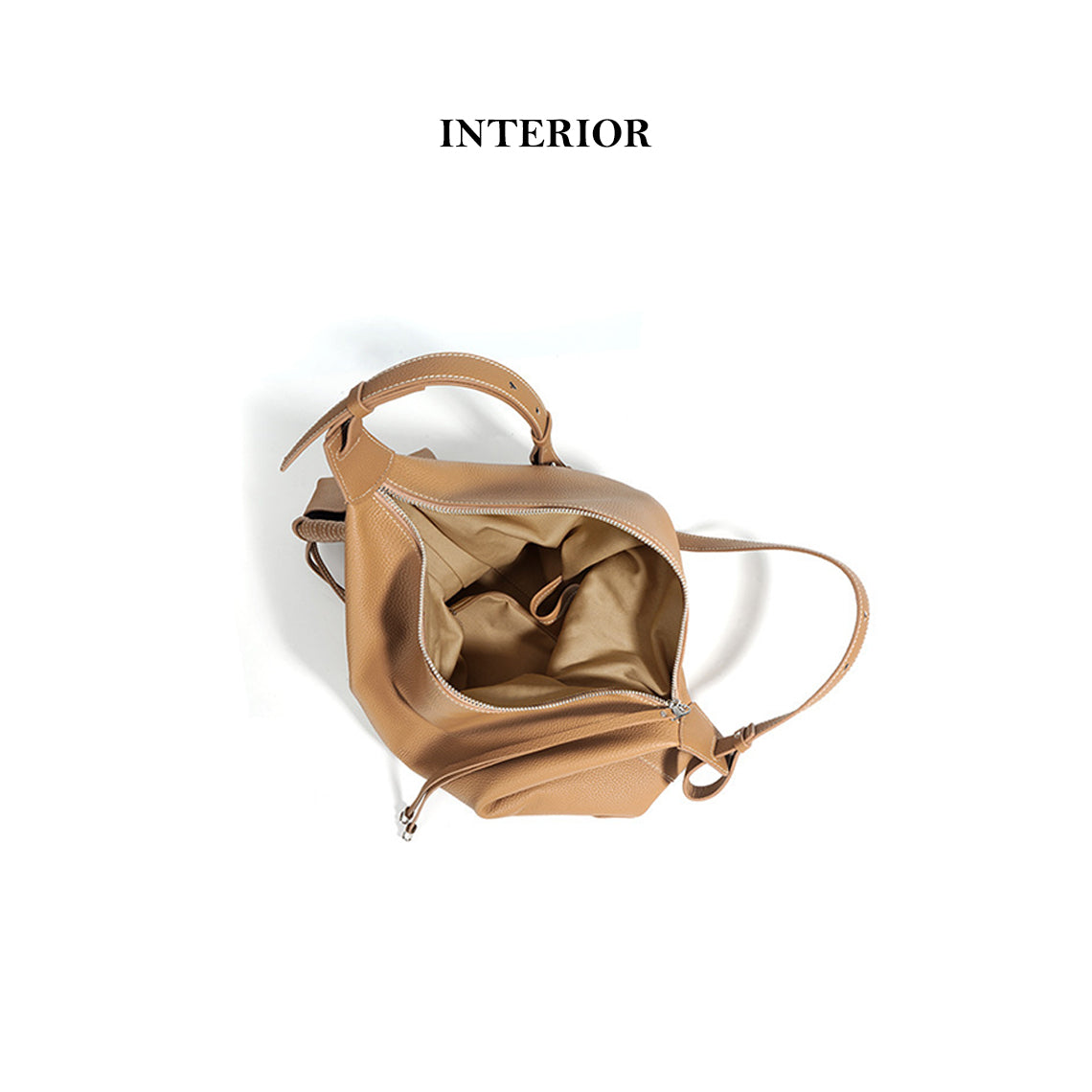 Top Grain Leather Simple Hobo Bag - Image 7