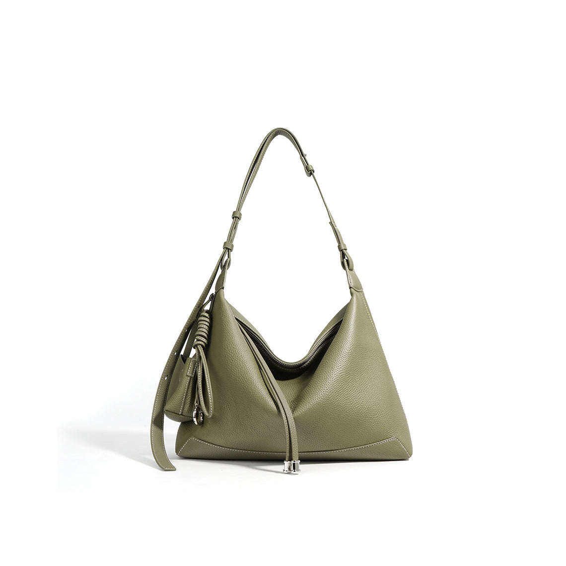 Top Grain Leather Simple Hobo Bag - Image 8