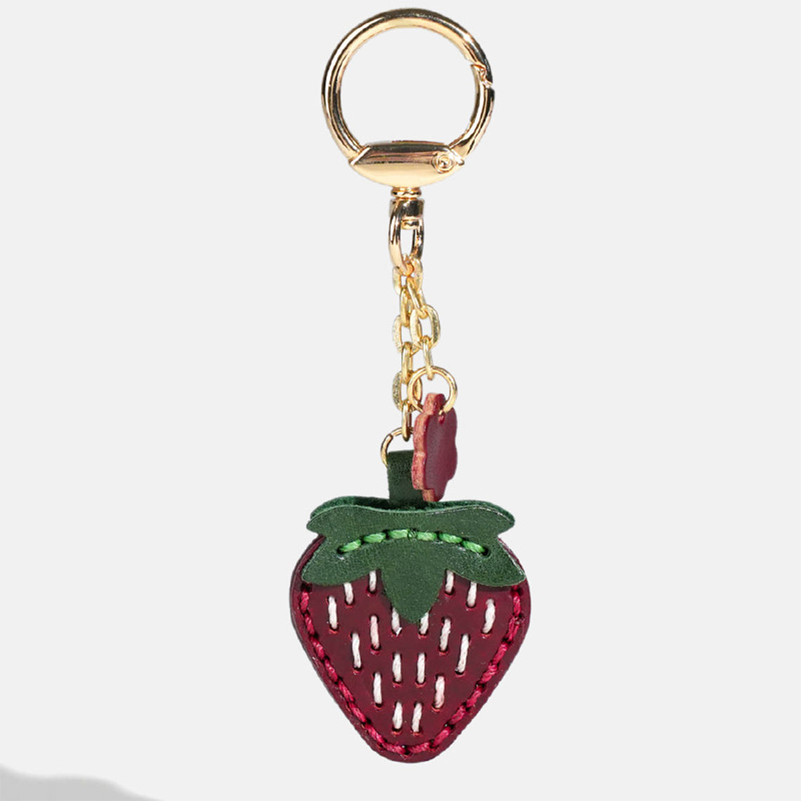 Vegetable Tanned Leather Sweet Strawberry Keychain - Image 4