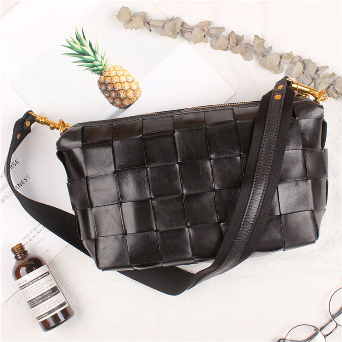 Vegetable Tanned Leather Classic Woven Bag - Image 6