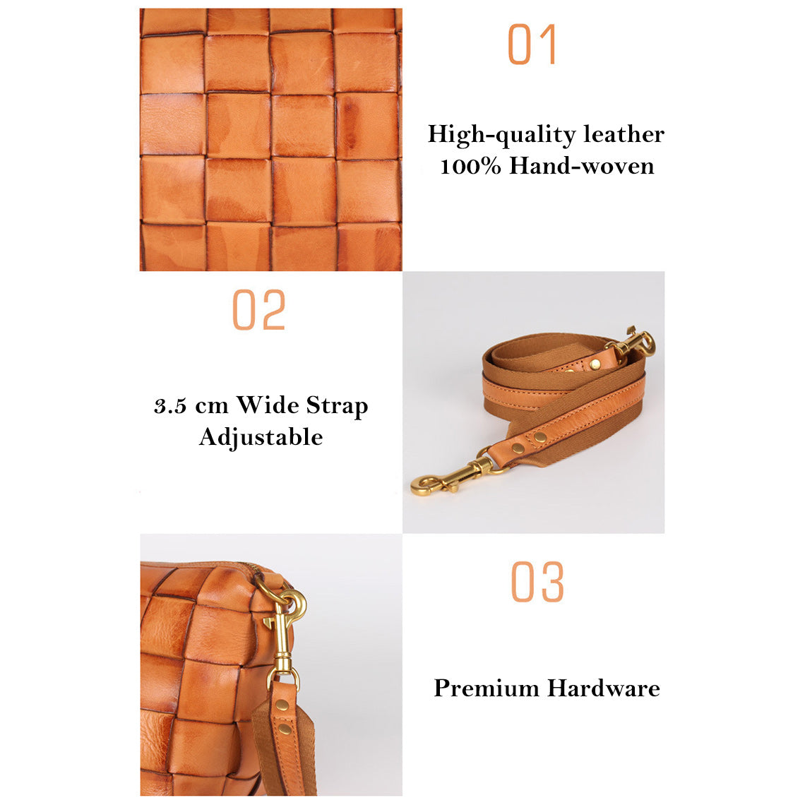 Vegetable Tanned Leather Classic Woven Bag - Image 5