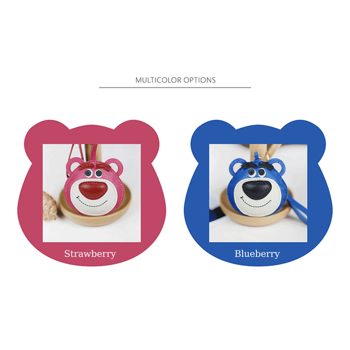 G8activist® Leather Pink Strawberry Bear Bag Charm DIY Kit - Image 2