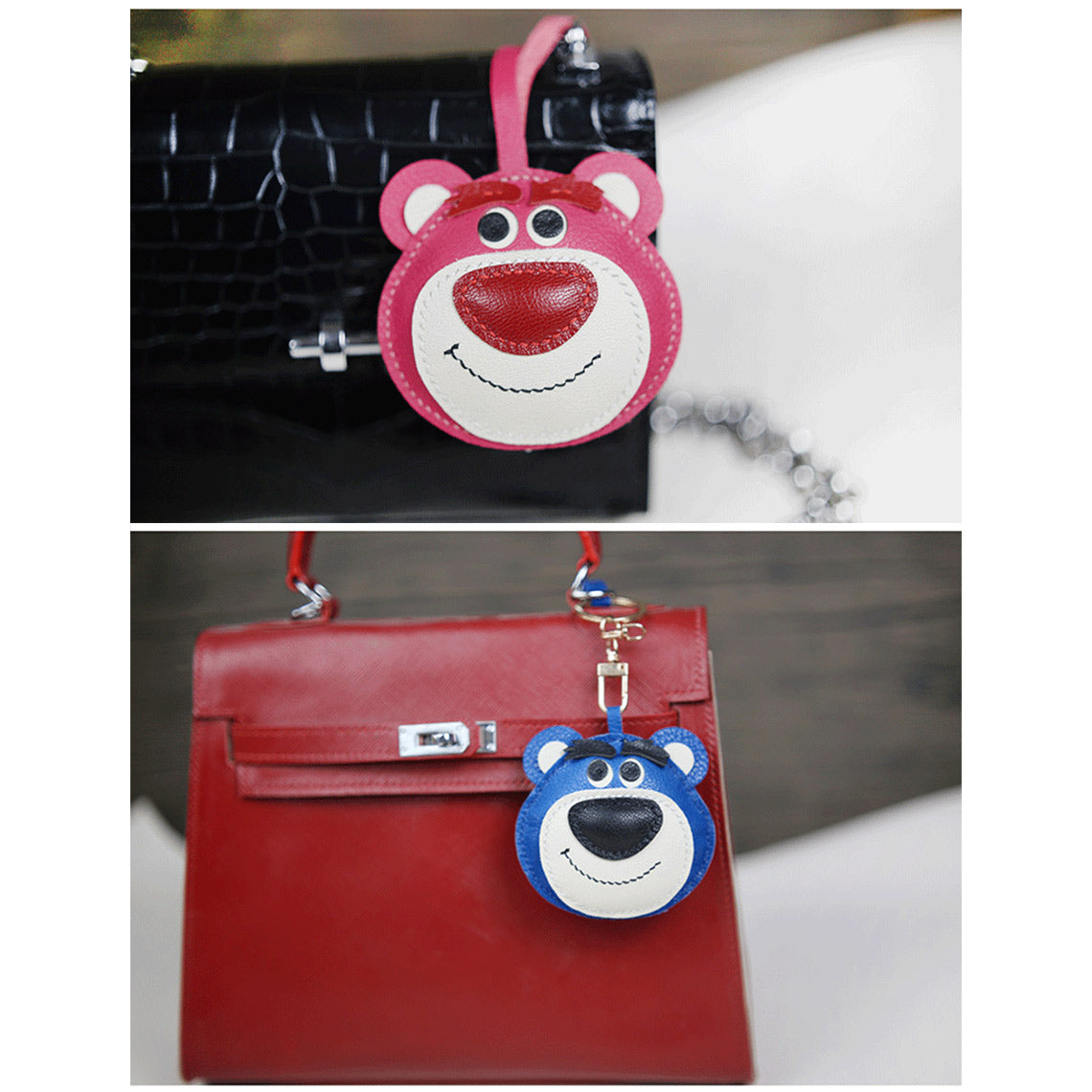 G8activist® Leather Pink Strawberry Bear Bag Charm DIY Kit - Image 5