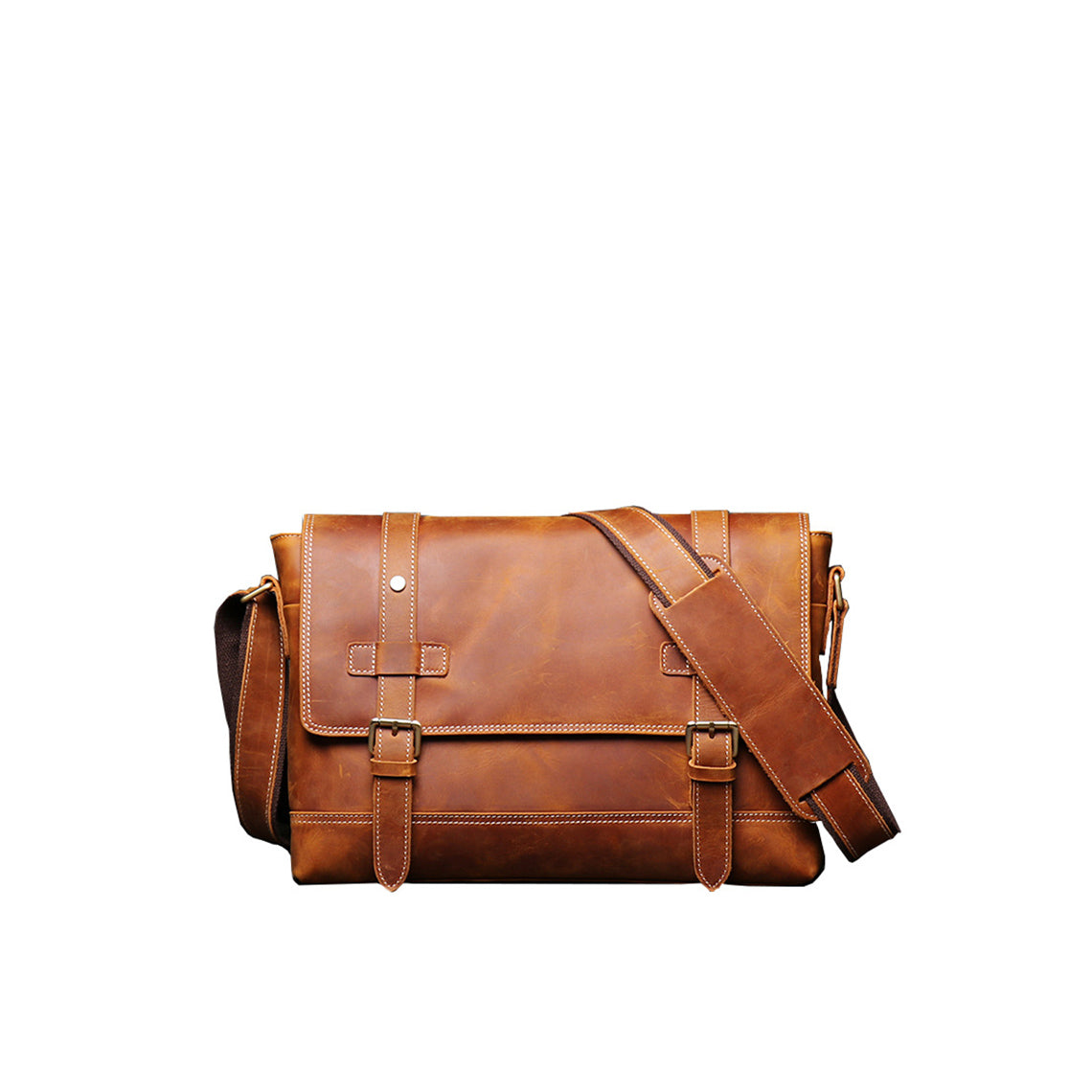 Crazy Horse Leather Men’s Messenger Satchel Bag