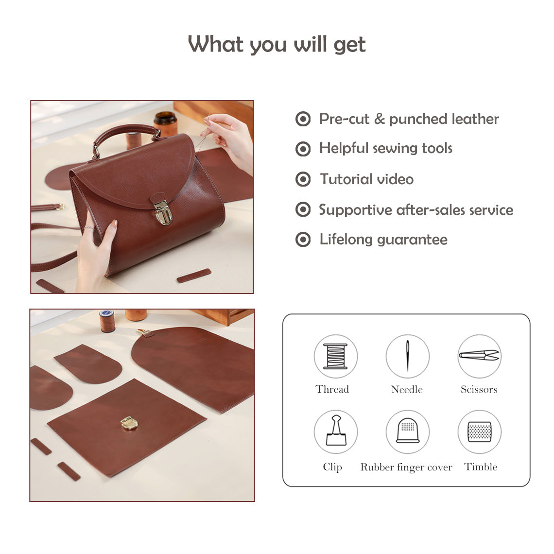 G8activist® Leather Vintage Top Handle Crossbody Bag DIY Kit | Price Drop at Checkout - Image 4