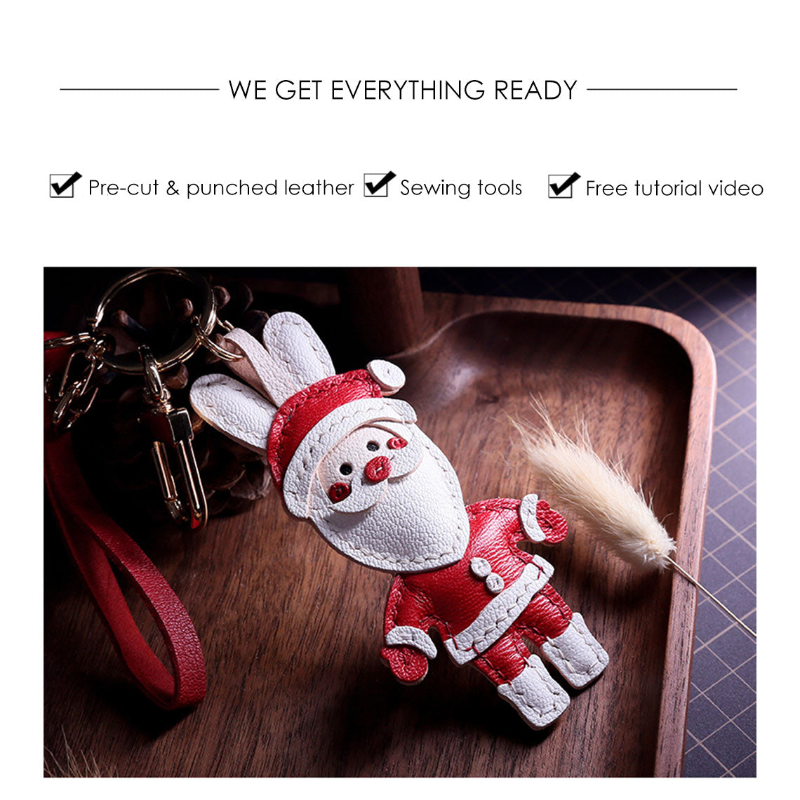 G8activist® Sheep Leather Christmas Santa Keychain DIY Kits - Image 3