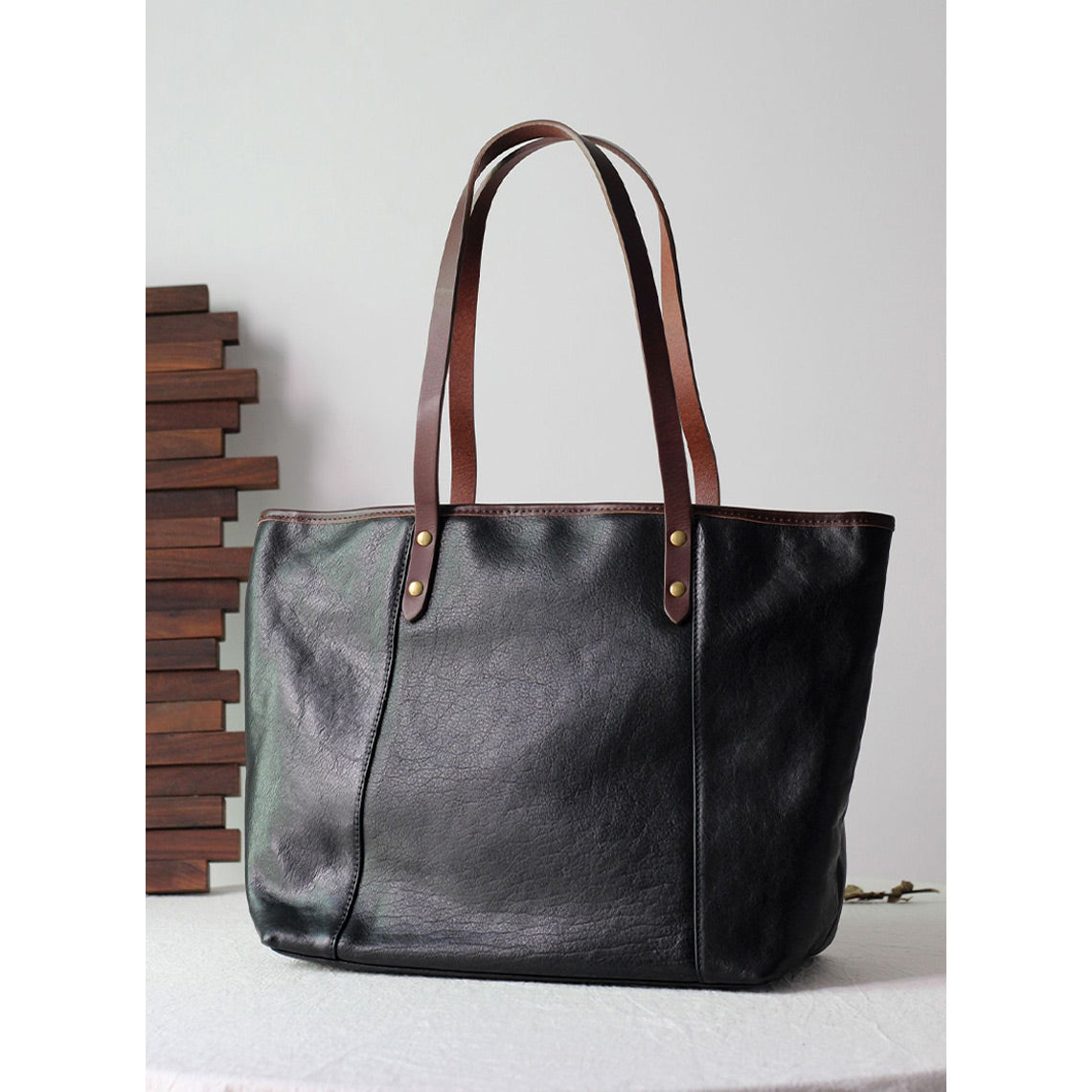 Vegetable Tanned Leather Classic Women Tote Bag - Image 2
