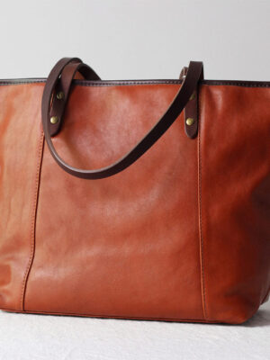 Vegetable Tanned Leather Classic Women Tote Bag