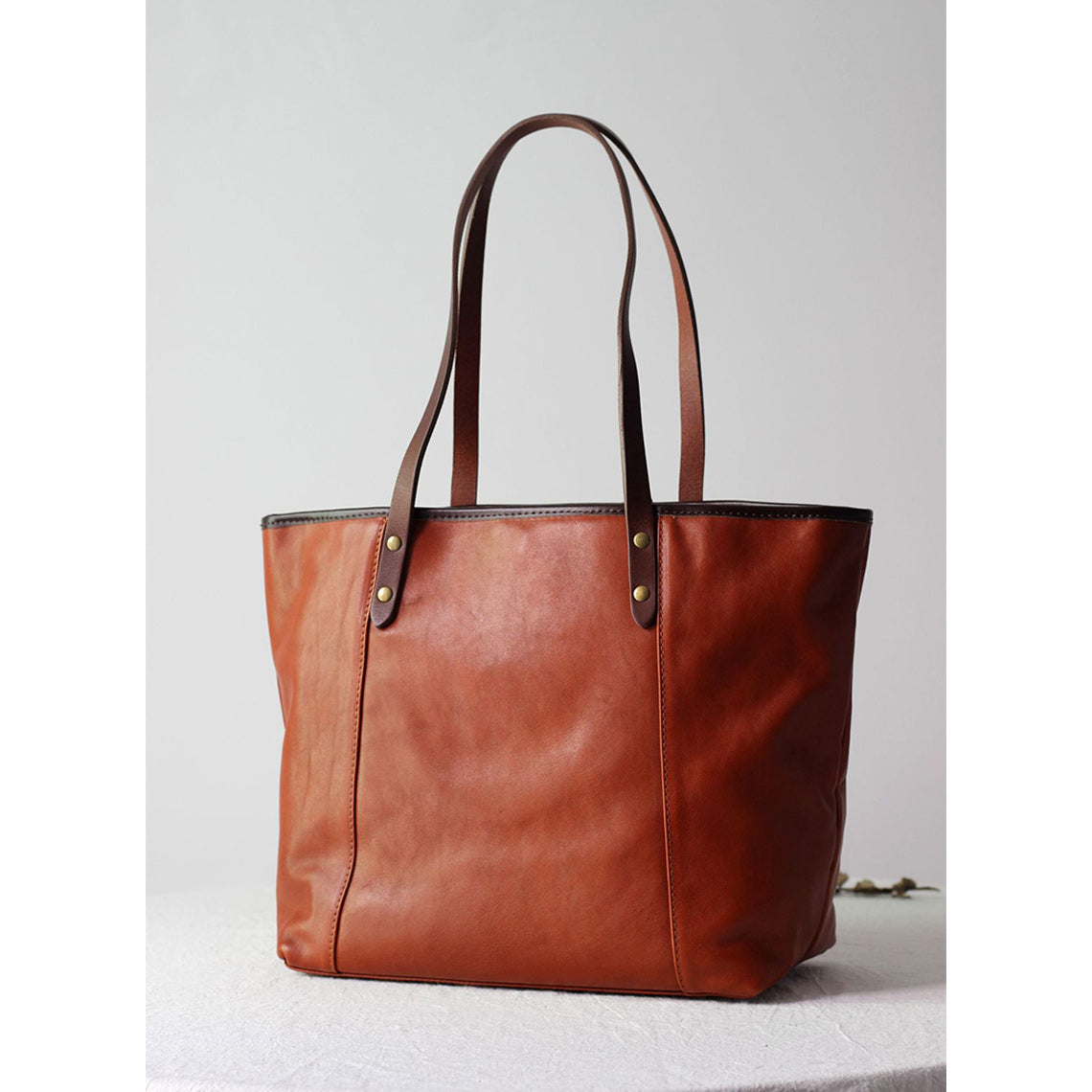 Vegetable Tanned Leather Classic Women Tote Bag - Image 5