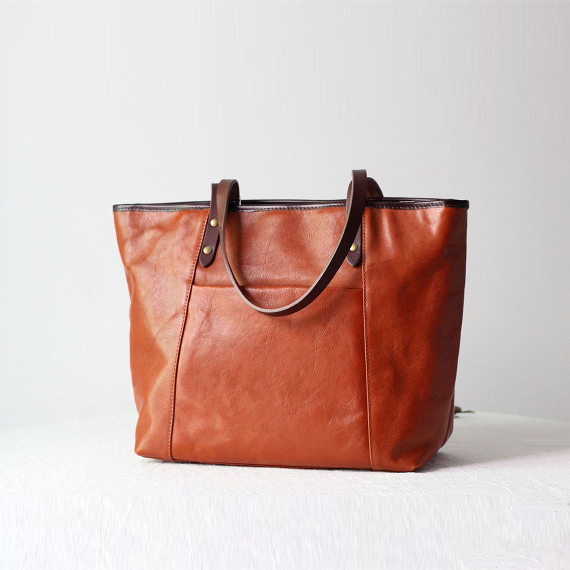 Vegetable Tanned Leather Classic Women Tote Bag - Image 6