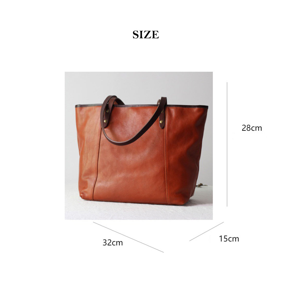 Vegetable Tanned Leather Classic Women Tote Bag - Image 8