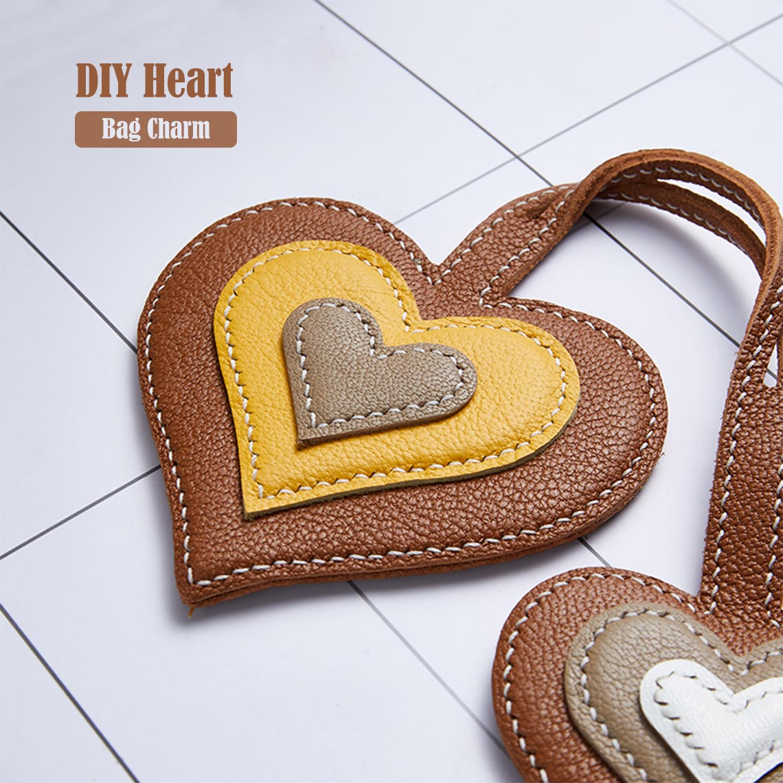 G8activist® Sheep Leather Double Heart Bag Charm DIY Kit - Image 2