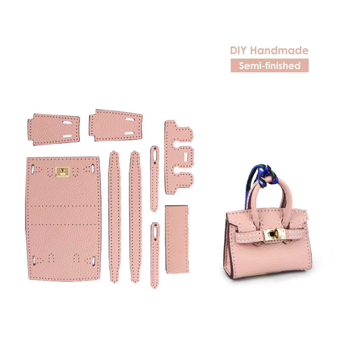 G8activist® Top Grain Leather Mini Birk Bag Charm DIY Kit