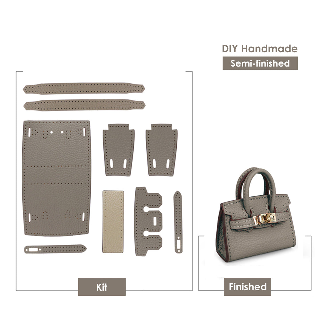 G8activist® Top Grain Leather Mini Birk Bag Charm DIY Kit - Image 14