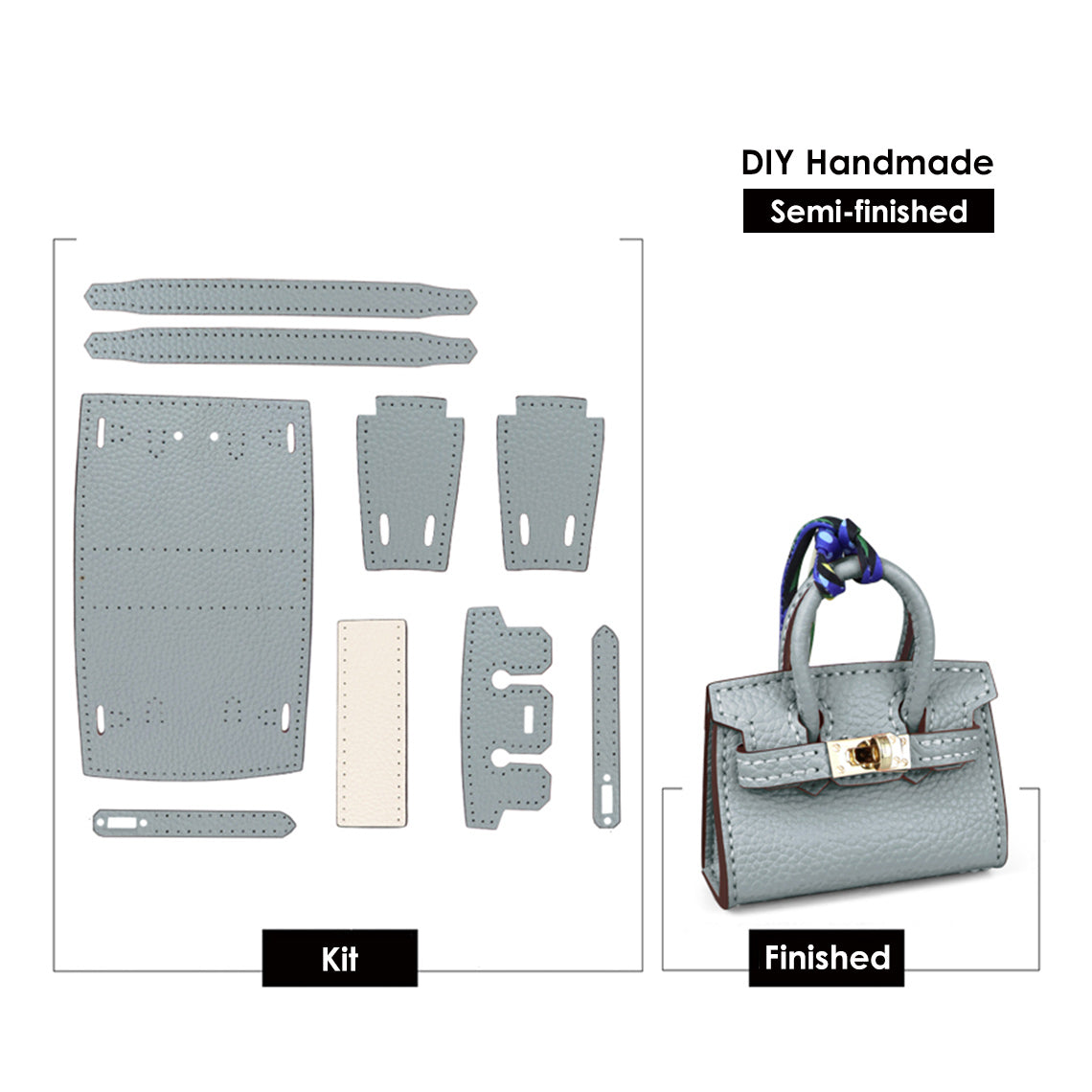 G8activist® Top Grain Leather Mini Birk Bag Charm DIY Kit - Image 16