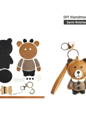 G8activist® Leather Brown Bear Keychain Charm DIY Kit