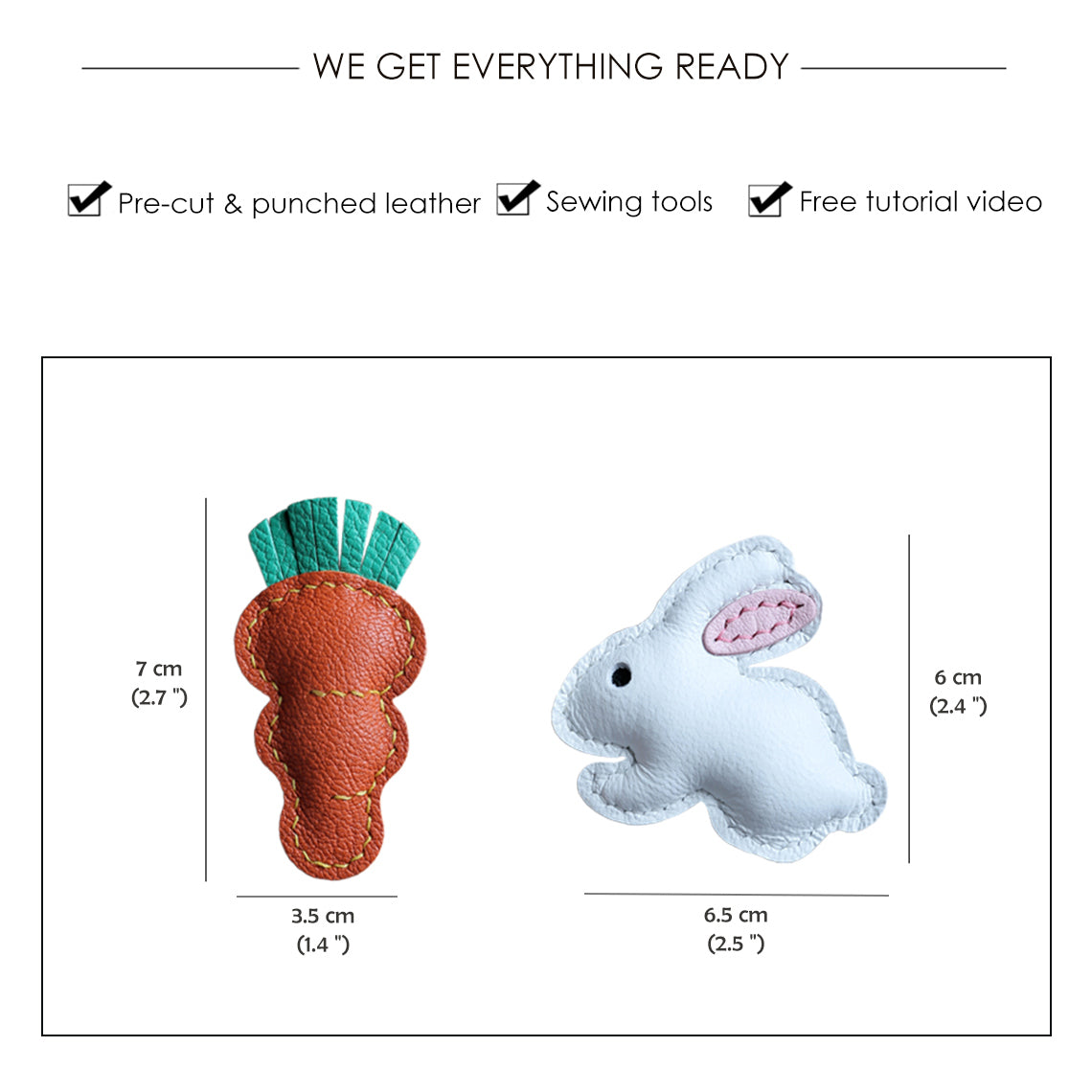 G8activist® Sheep Leather Bunny & Carrot Keychain DIY Kit - Image 3