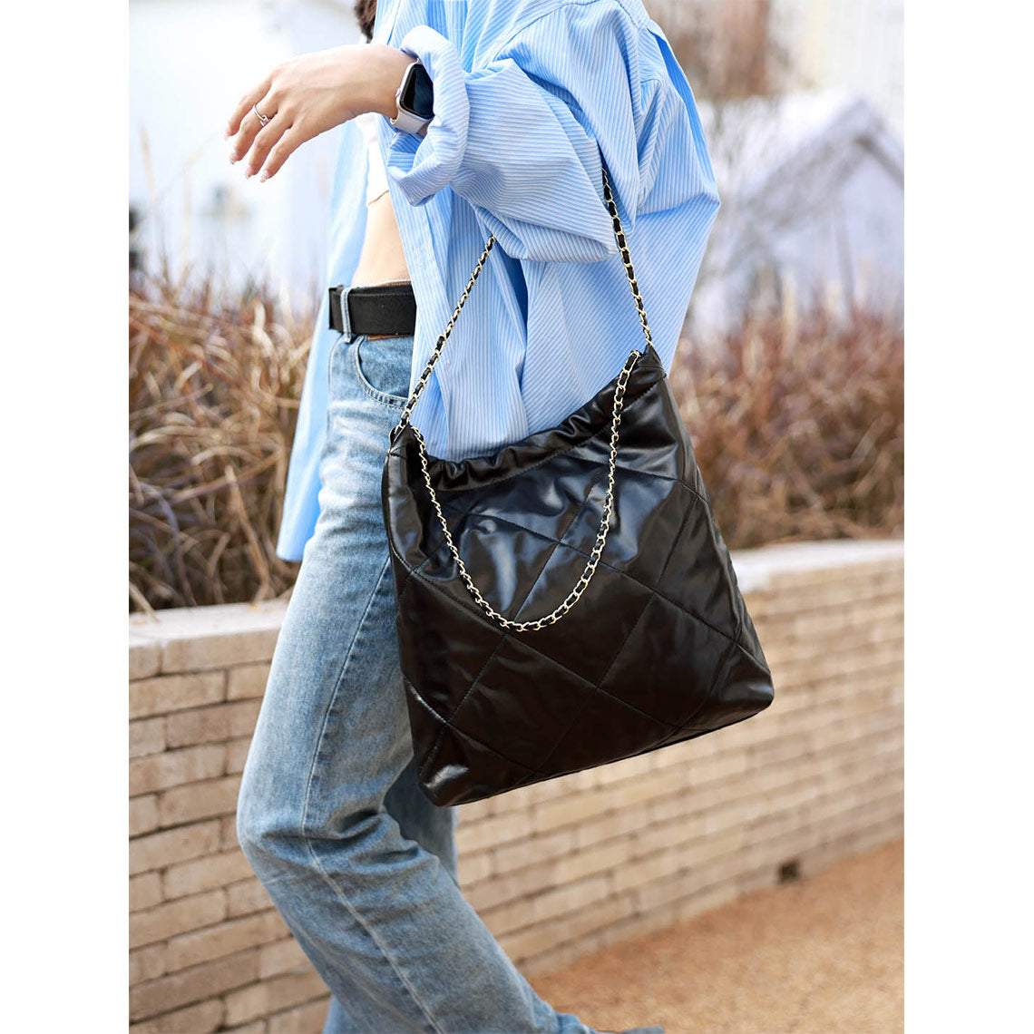 G8activist® Top Grain Leather Quilted Chain Tote Bag DIY Kit - Image 3