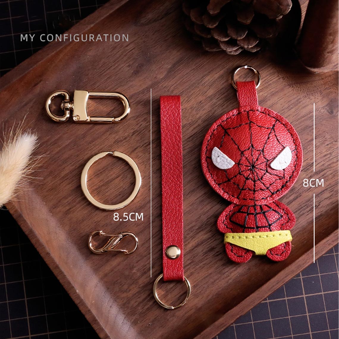 G8activist® Sheep Leather Spiderman Keychain DIY Kit - Image 2