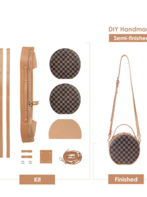 Diggsw® Top Grain Leather Checker Mini Round Bag DIY Kit