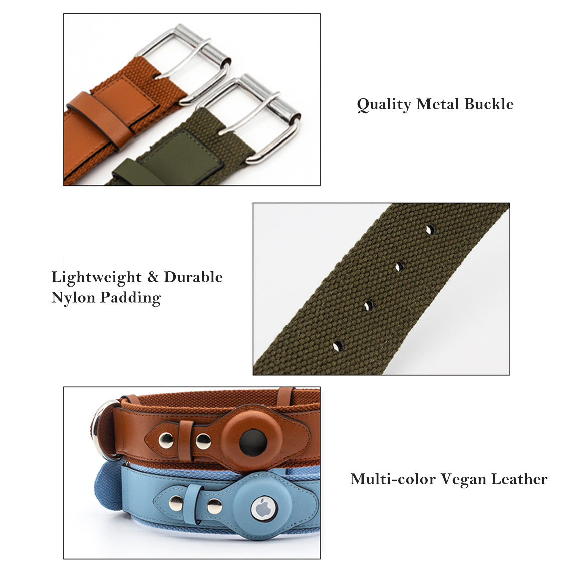 Vegan Leather Dog Collar with Airtag Case - Brown - Image 5