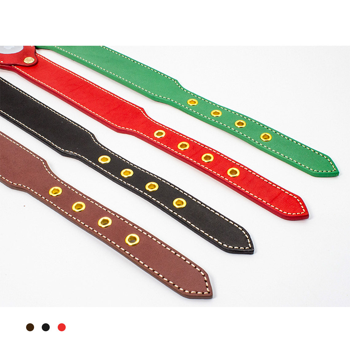 Genuine Leather Dog Collar with Airtag Case - Brown - Image 4