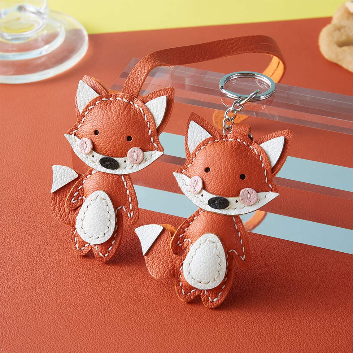 G8activist® Sheep Leather Little Fox Keychain DIY Kit - Image 2