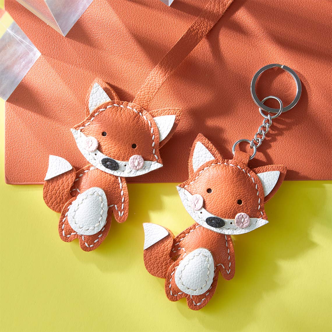 G8activist® Sheep Leather Little Fox Keychain DIY Kit - Image 4