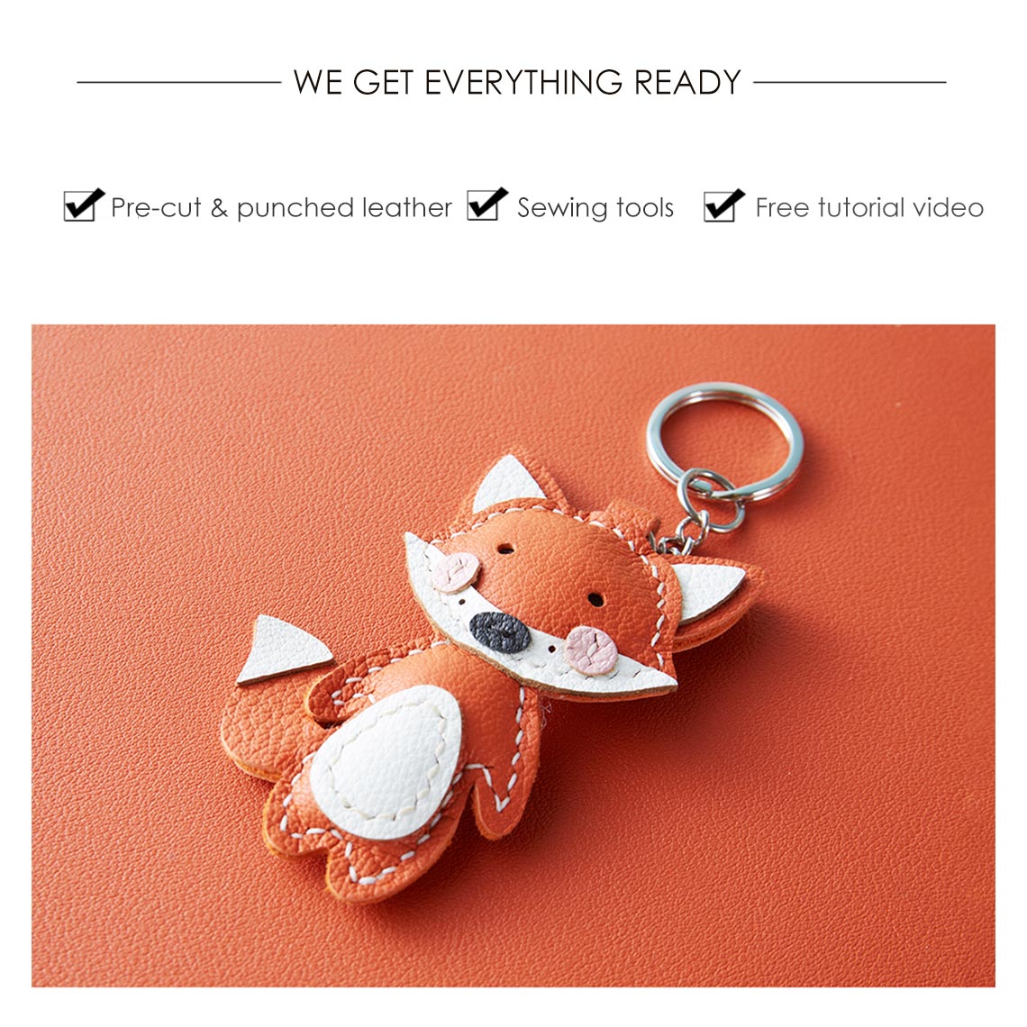 G8activist® Sheep Leather Little Fox Keychain DIY Kit - Image 5